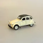 Modelbil Citroën 2CV - Creme med Sort Tag, soltag, fransk, bil, gammel, vintage, retro, metal, modelbil, 2cv, 1979, flot, kvalitet, samler, symbolsk, første, bil, kørekort, frankrig, frankofil, ferie, hus, gave, rejser, provence, biti, ribe,