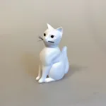 Nikke Dyr - Kat Hvid, wackel, cat, katze, vippe, nikke, vippedyr, nikkedyr, kat, kattekilling, mis, killing, der sad to katte, retro, siddende, missekat, 60'erne, model, dreje, mobil, bevægelig, yin og yang, sort, hvid, sjov, gave, gaveide, katteejer, kattedame, biti, ribe, tysk, blød hat, barndom
