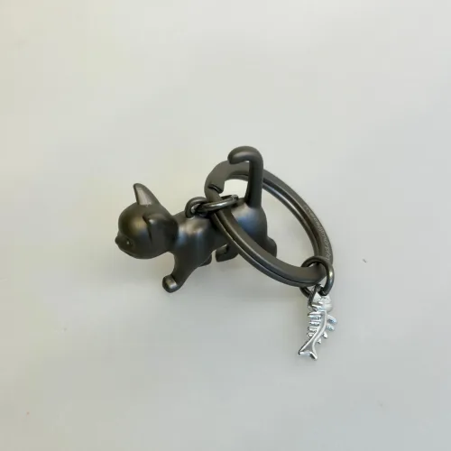 Nøglering - Kat og Fisk, sort, grå, katteting, katte, ting med, kattenøglering, metal, lækker, design, kvalitet, gedigen, flot, kær, katteejer, gave, gaveide, personlig, MTM, 339-01, biti, ribe,