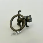 Nøglering - Kat og Fisk, sort, grå, katteting, katte, ting med, kattenøglering, metal, lækker, design, kvalitet, gedigen, flot, kær, katteejer, gave, gaveide, personlig, MTM, 339-01, biti, ribe,