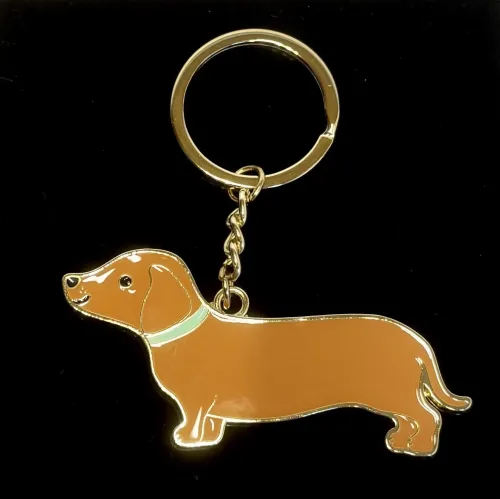 Nøglering med Gravhund Emalje, dachshund, hund, pølsehund, grævlingehund, gravhund, hundeting, ting med, gravhundeting, emaljeret, taskepynt, biti, ribe