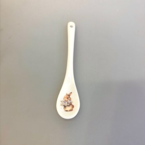 Ske Porcelæn - Skovens Dyr Kanin, teske, dessertske, lille, porcelæn, porcelænsske, hare, kanin, bunny, vintage, isabelle rose, yndig, barnedåb, dåbsgave, barselsgave, service, til, børn, gave, gaveide, biti, ribe, speciel, fin,