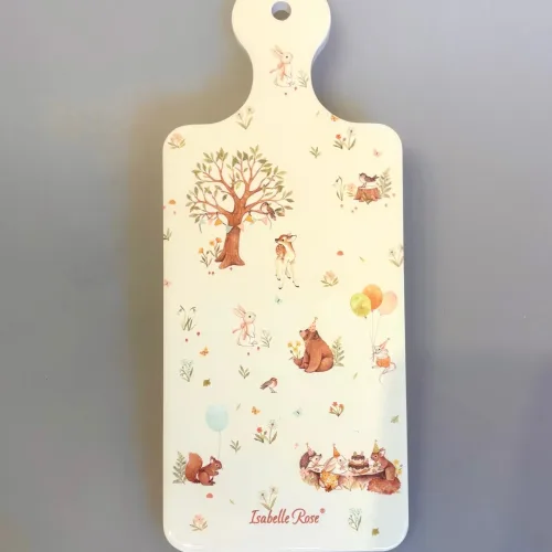 Smørebræt Porcelæn - Skovens Dyr Fest, smørebræt, skærebræt, coaster, varmebrik, servering, serveringsbræt, morgenmad, frokost, til, børn, fest, fødselsdag, skovens, dyr, bambi, bamsefar, bjørn, kanin, balloner, isabelle rose, porcelæn, pastelfarver, yndigt, sødt, lækkert, børneservice, COA6, aflangt, biti, ribe, kært, hakkebakkeskoven, poetisk, eventyr,