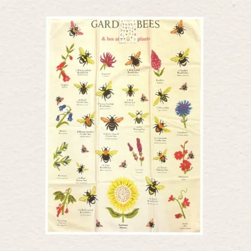 Viskestykke Bomuld med Vilde Bier, garden bees, bee attracting flowers, insekter, honningbi, biodiversitet, natur, flora, fauna, ballance, balance, vilde, blomster, biologi, biolog, naturvejleder, køkken, tekstiler, viskestykke, gave, gaveide, flot, lækker, bomuld, kvalitet, gaveide, solsikke, lavendel, humlebi, brumbasse, sommerfugle, busk, rex, biti, ribe, nationalpark, vadehavet, dansk,