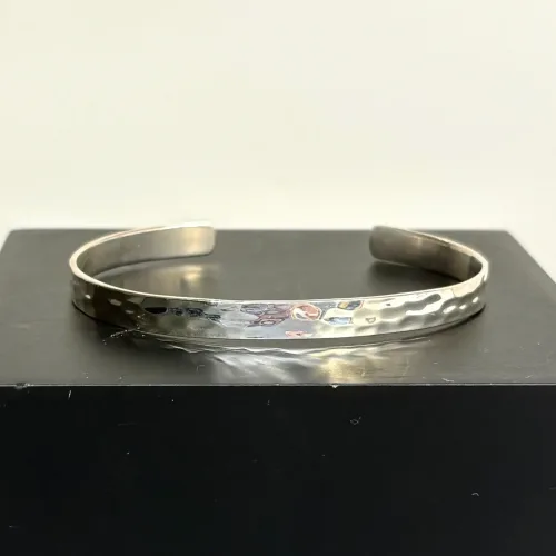 Sølv Armbånd - Blankt Hamret, SA 152, ægte, ren, sølv, sterling, massiv, masiv, enkelt, simpelt, ædelt, eksklusivt, lækkert, smukt, armring, armbånd, sølvarmbånd, gave, gaveide, nytår, julegave, student, konfirmation, yndigt, piger, damer, drenge, sleek,