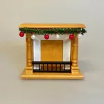 Miniature Kamin i Lyst Træ med Gitter,