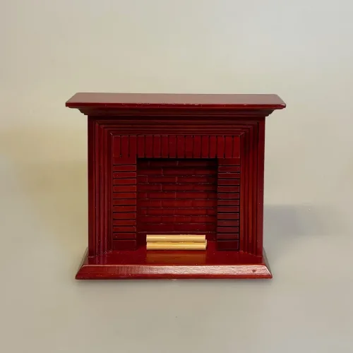 Miniature Kamin - Mahogni Stor, Miniature kamin i Mahogny, Miniature Kamin lys træ, miniature, miniaturer, dukkehus, dukkehusting, dukkehustilbehør, ting til dukkehuset, 1:12, kamin, kaminhylde, op på kaminhylden, og glimmer på, hella joof, pejs, åben pejs, ildsted, kakkelovn, brændeovn, nissebo, nissedør, santa, chimney, chimny, nissetilbehør, nisseting, ting til nisser,
