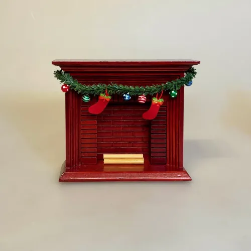 Miniature Kamin - Mahogni Stor, Miniature kamin i Mahogny, Miniature Kamin lys træ, miniature, miniaturer, dukkehus, dukkehusting, dukkehustilbehør, ting til dukkehuset, 1:12, kamin, kaminhylde, op på kaminhylden, og glimmer på, hella joof, pejs, åben pejs, ildsted, kakkelovn, brændeovn, nissebo, nissedør, santa, chimney, chimny, nissetilbehør, nisseting, ting til nisser,julesokker, jule, strømper, julekugler, gran, guirlande,