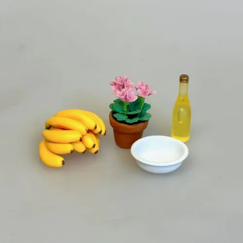 Miniature Klase med 12 Bananer, bananer, sydfrugter, banana, banankasse, bananklase, modne bananer, frugt, frugtkasse, dukkehus, dukkehusting, dukker, dukkestørrelse, mini, miniature, miniaturer, samler, 1:12, skala, legemad, biti, ribe, køb bananer, nissehus, nisseting, nissetilbehør, dukkehusmad,