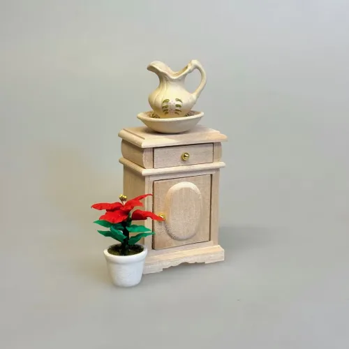 Miniature Servante Skab Natur, umalet, 2703, o, servantemøbel, servanteskab, nissemøbler, nisseting, nissetilbehør, ting, interiør, julekalende, december, sjov, jul i dukkehuset, dukkeusting, dukkehus, miniaturer, badeværelset, biti, ribe, nissedør