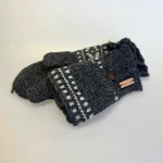 Strikkede Luffer Uld med Klap - Koks Grå, koksgrå, mørkegrå, sort, herrer, mænd, adeep, klap, muffedisse, herrevanter, strikvanter, herreluffer, strikluffer, vinter, luffer, vanter, cykle, 21747, biti, ribe, håndstrikkede, uld, økologisk, bomuld