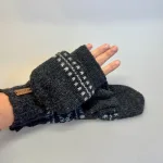 Strikkede Luffer Uld med Klap - Koks Grå, koksgrå, mørkegrå, sort, herrer, mænd, adeep, klap, muffedisse, herrevanter, strikvanter, herreluffer, strikluffer, vinter, luffer, vanter, cykle, 21747, biti, ribe, håndstrikkede, uld, økologisk, bomuld