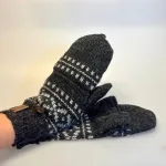 Strikkede Luffer Uld med Klap - Koks Grå, koksgrå, mørkegrå, sort, herrer, mænd, adeep, klap, muffedisse, herrevanter, strikvanter, herreluffer, strikluffer, vinter, luffer, vanter, cykle, 21747, biti, ribe, håndstrikkede, uld, økologisk, bomuld