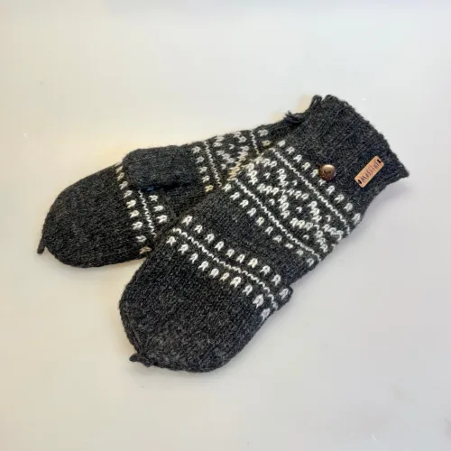 Strikkede Luffer Uld med Klap - Koks Grå, koksgrå, mørkegrå, sort, herrer, mænd, adeep, klap, muffedisse, herrevanter, strikvanter, herreluffer, strikluffer, vinter, luffer, vanter, cykle, 21747, biti, ribe, håndstrikkede, uld, økologisk, bomuld