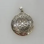 Sølv Vedhæng Vegvisir med Runer og Evighedsflet, 98838, vejviser, finde vej, hjælp, kompas, vikingekompas, biti, ribe