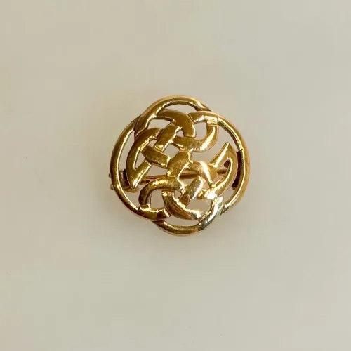 Viking Broche i Bronze - Keltisk Flet Evigheden, bronze, gylden, ægte, vikingesmykker, smykke, bronzebroche, aser, museums, museumssmykker, kopi, danefæ, aser, nordisk, mytologi, gamle, guder, fund, kopi, originale, kopismykker, vikingekopi, biti, ribe,