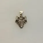 Vikingevedhæng i Sølv - Fenris Ulvehoved Ornamenteret, amulet, ulv, ulvemotiv, fenris, fenrisulven, vikinger, vikingesmykker, keltisk, evigheden, museumssmykker, kopi, smykker, vedhæng, sølv, biti, ribe