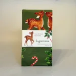 Viskestykke Bomuld med Tryk - Skovens Dyr Jul, sugarcane, slikstok, juleviskestykke, jul i skoven, bambi, egern, ræv, hjort, rådyr, dådyr, kristorn, lækkert, gave, gaveide, viskestykke, køkken, biti, ribe, akvarel, maluu,