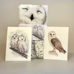 Viskestykke Bomuld med Tryk - Sneugler, snowy owls, køkken, tekstiler, viskestykke, fin, særlig, personlig, praktisk, anvendelig, brugbar, nyttig, gave, julegave, harry potter, hedwig, sneugle, akvarel, biti, ribe