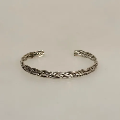 Sølv Armbånd - Dobbelt Flet, seks tråde, dobbelt, oxideret, flot, interessant, herre, dame, pige, armbånd, armring, vikingesmykke, vikingearmbånd, ægte, ren, sølv, sterling, 925, sølvarmbånd, gave, konfirmand, konfirmationsgave, gaveide, sølvbryllup, biti, ribe, museumssmykker, fund, kopi, blt, bl, sa