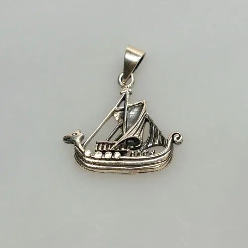 Vedhæng i Sølv - Vikinge Langskib Stort