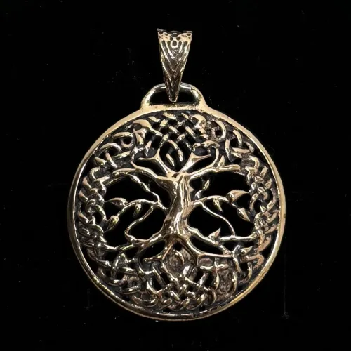 Bronze Vikingevedhæng - Livets Træ Yggdrasil med smukt Fletværk, den skjulete skønhed, 05-328-60, stort, rundt, livstræ, livets træ, ask, yggdrasil, vikingesmykker, vikinger, museumssmykke, fund, kopismykke, original, udgravninger, kraftigt, gedigent, kvalitet, smukt, kraftfuldt, gave, gaveide amulet, symbolsk, symbolik, valentines,