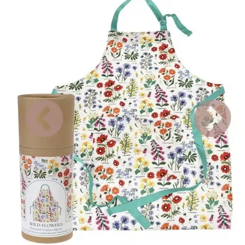 Forklæde i Bomuld med Tryk - Vilde Blomster, grøftekant, bio, miljø, blomster, natur, vild med vilje, biodiversitet, insekter, praktisk, flot, nyttigt, gave, gaveide, frisk, farveglad, bomuld, bæredygtigt, genanvendt, miljøvenlig, apron, rex, london,