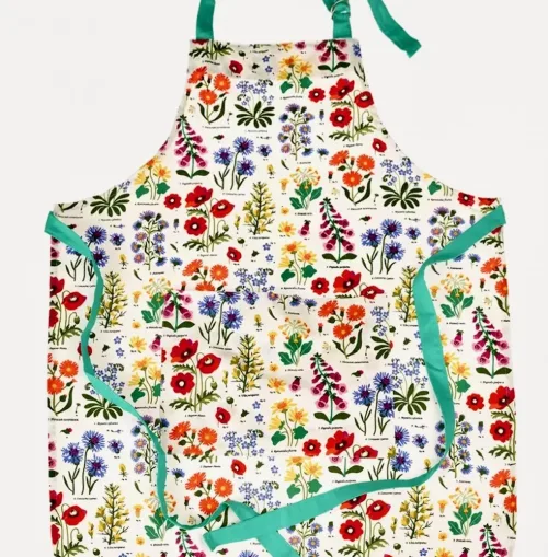 Forklæde i Bomuld med Tryk - Vilde Blomster, grøftekant, bio, miljø, blomster, natur, vild med vilje, biodiversitet, insekter, praktisk, flot, nyttigt, gave, gaveide, frisk, farveglad, bomuld, bæredygtigt, genanvendt, miljøvenlig, apron, rex, london,