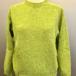 Harley of Scotland - Dame Pullover Donegal Tweed Lysegrøn, avocado, gulgrøn, eriskay, nister, lus, damer, damestrik, dametrøje, sweater, pullover, strikket, uld, lambswool, donegal, nister, meleret, kvalitet, flot, enkel, elegant, sporty, holdbar, skotsk, saddleback, underspillet, luksus, smuk, lkker, ren, blød, kradser ikke, let, lun, biti, ribe
