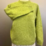 Harley of Scotland - Dame Pullover Donegal Tweed Lysegrøn, avocado, gulgrøn, eriskay, nister, lus, damer, damestrik, dametrøje, sweater, pullover, strikket, uld, lambswool, donegal, nister, meleret, kvalitet, flot, enkel, elegant, sporty, holdbar, skotsk, saddleback, underspillet, luksus, smuk, lkker, ren, blød, kradser ikke, let, lun, biti, ribe