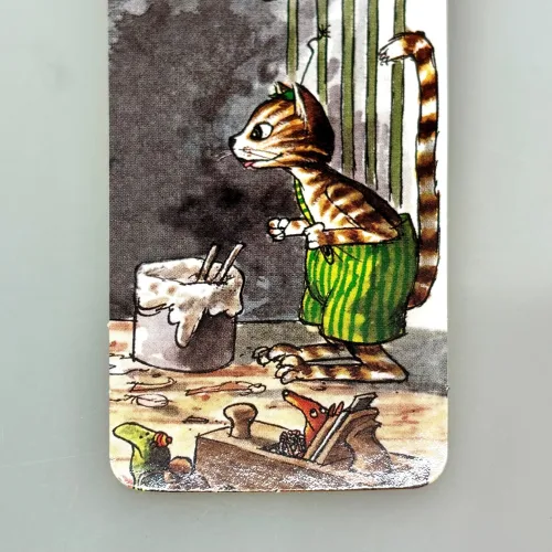 Bogmærke Karton med Findus, feddersen, bogmærke, læsehest, bøger, bogorm, boggave, læser, gave, lille, fin, børn, biti, ribe