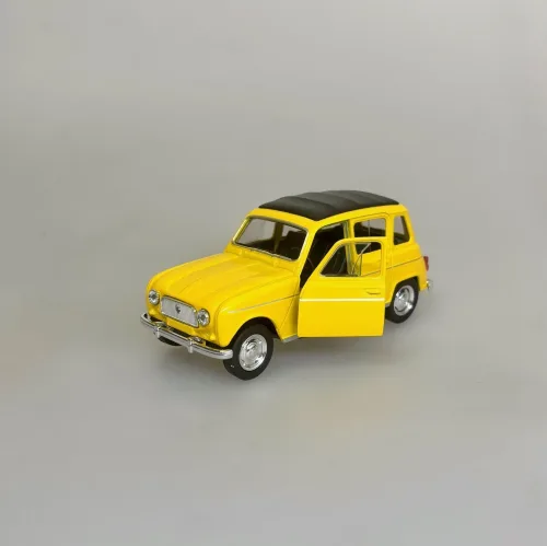 Modelbil Renault 4 - Gul, gul bil, citrongul, fransk, design, bil, model, bilmodel, retro, ældre, biti, ribe, gave, gaveide, kørekort, frankrig, emigrere, pensionist, flytte, symbolik