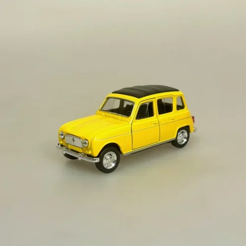 Modelbil Renault 4 - Gul, gul bil, citrongul, fransk, design, bil, model, bilmodel, retro, ældre, biti, ribe, gave, gaveide, kørekort, frankrig, emigrere, pensionist, flytte, symbolik