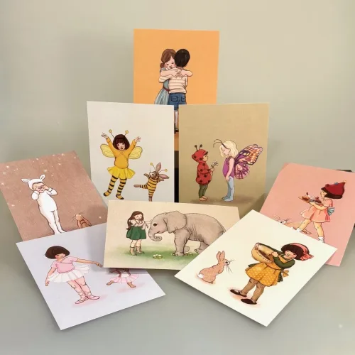 Postkort Pakke - Belle & Boo Serie, Belle and boo, uk, engelsk, design, yndigt, poetisk, søde, kære, fine, børn, fødselsdagskort, til, børnefødselsdag, barnedåb, dåbskort, dåbshilsnen, lykønsknng, postkort, til og fra, pastelfarver, akvarel, biti, kort, lækker, kvalitet, gave,