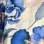 Silketørklæde Satin kvadratisk Stort - Blå Iris, iris, 73526, blå, blomster, kunst, silketryk, silk, screen, print, poetisk, smukt, luksuriøst, klassisk, klasse, lady like, posh, nobelt, alexandra schmitz, satin, silkesatin, fed, blank, ren, silke, firkantet, lille, bandana, nicki, tuch, taske, bandeaux, 100%, kvadratisk, smart, i halsen, i håret, hestehale, chic, paris, elegant, silketørklæde, gave, gaveide, biti, ribe, bio, flora, botanisk, botanik, flowers, feminint, yndigt, ekstravagant, fantastisk, elegant, lækker, kvalitet, rund fødselsdag, gave, afskedsgave, jubilæum, dame, ren, ægte, fed, silke, 100%, silkesatin, satin, mulberry,