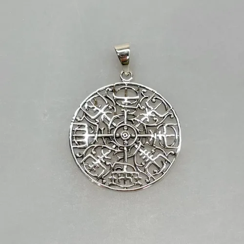Sølv Vedhæng Vegvisir Åben Detaljeret, kd, 98484, stor, snørklet, filigran, magisk, heksetegn, amulet, kompas, vejviser, vikingkompas, vikingekompas, guder, gamle, mytologi, aser, vikinger, museums, smykker, ægte, original, fund, kopi, kopismykker, nordisk, dansk, fortidsfund, udgravninger, gave, gaveide, symbolsk, eksamen, eksamensgave, rejse, beskytte, lykke på rejsen, voksen, konfirmation, biti, ribe, sterling, sølv, ren, ægte, 925