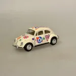 VW Folkevogn Bobbel Classic - Peace Creme, cremefarvet, hvid, cremehvid, flødefarvet, 1967, peace, love, harmony, hippie, flower, power, 1967, 1960'erne, sixties, peacetegn, blomster, lysegul, pastelgul, 12233, Bil metal, volkswagen, VW, folkevogn, nedgroet negl, asfaltboble, asfaltbobbel, klassisk, folkevogn, folkevognsbobbel, folkevognsboble, bobbel, bobble, boble, , modelbil, model, kopi, samlere, biti, ribe, sixseven, 67