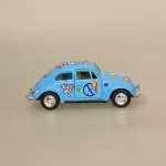 VW Folkevogn Bobbel Classic - Peace Lyseblå, pastelblå, babyblå, blå, 1967, peace, love, harmony, hippie, flower, power, 1967, 1960'erne, sixties, peacetegn, blomster, lysegul, pastelgul, 12233, Bil metal, volkswagen, VW, folkevogn, nedgroet negl, asfaltboble, asfaltbobbel, klassisk, folkevogn, folkevognsbobbel, folkevognsboble, bobbel, bobble, boble, , modelbil, model, kopi, samlere, biti, ribe, sixseven, 67