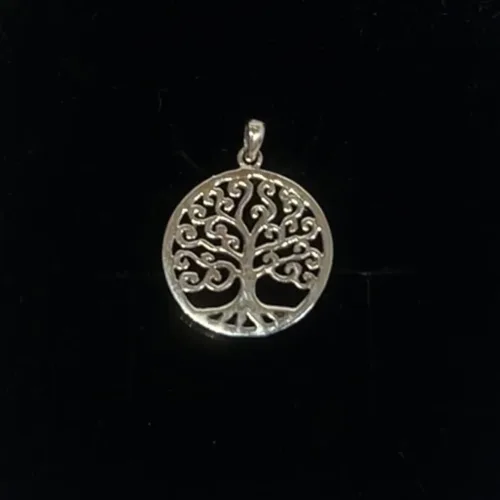 Vedhæng i Sølv - Livets Træ Yggdrasil med Snirklet Krone M, Vikingevedhæng i sølv - Livets træ Yggdrasil med snirklet krone - flad, Vikingevedhæng i sølv - Livets træ Yggdrasil med snirklet krone - flad, livstræ, livstræet, feminint, smukt, enkelt, stilligt, originalt, ægte, sterling sølv, sølv, sølvsmykke, vikingesmykker, vikinger, vikingesmykke, vikingevedhæng, vikingetid, nordiske guder, nordisk tro, mytologi, aser, asatro, asettro, museumssmykker, museums, smykker, fund, kopismykke, kopismykker, biti, ribe, ansgar, dagmar, vadehavet, ældste, middelalder