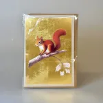 Dobbeltkort med Kuvert - Guld med Egern, guld, gyldent, skovens, dyr, fauna, egern, havens, danmark, dansk, natur, vilde, personlig, symbolsk, hilsen, gave, gavekort, flot, fødselsdag, rejse, udeliv, nationalpark, ribe, vadehavet, skov, biti, biologi,