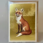 Dobbeltkort med Kuvert - Guld med Ræv, mikkel, skovens dyr, ræveting, ting med, guld, gyldent, skovens, dyr, fauna, egern, havens, danmark, dansk, natur, vilde, personlig, symbolsk, hilsen, gave, gavekort, flot, fødselsdag, rejse, udeliv, nationalpark, ribe, vadehavet, skov, biti, biologi,