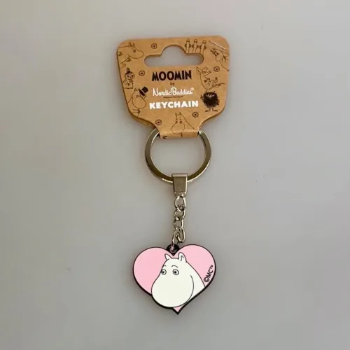 Nøglering - Mumi i Lyserødt Hjerte, rosa, mumi, moomin, hjerte, cute, Moomin123E, love, metalnøglering, emalje, emaljeret, kvalitet, lækker, taskepynt, gave, gaveide, konfirmation, konfirmand, mumiting, mumidalen, moomin, biti, ribe