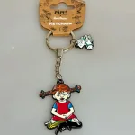Nøglering - Pippi Langstrømpe og Gubban, hestehoved, pippi123E, lilla gubban, hesten, prikket, pony, ridning, kalas, bager, konditor, den store bagedyst, symbolsk, konfirmation, konfirmand, elsker, at, gave, ide, penge, asrid lindgren, stærk, god, sød, biti, ribe, metalnøglering, emaljeret, kulørt, farverig, flot, yoga, skræderstilling