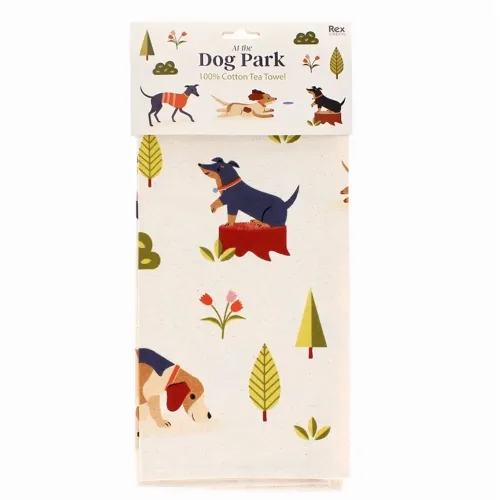 Viskestykke Bomuld med Tryk - Natur med Hunde, cremefarvet, natur, lyst, 31325, rex london, hundemotiv, gave, hundeejer, schnauzer, gravhund, old english, sheepdog, whippet, mynde, grand danois, blodhund, beagle, schnauzer, husky, chou chou, border collie, blodhund, basset, bull dog, cocker, springer, spaniel, whippet, papillon