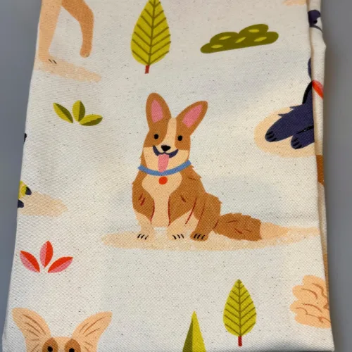 Viskestykke Bomuld med Tryk - Natur med Hunde, cremefarvet, natur, lyst, 31325, rex london, hundemotiv, gave, hundeejer, schnauzer, gravhund, old english, sheepdog, whippet, mynde, grand danois, blodhund, beagle, schnauzer, husky, chou chou, border collie, blodhund, basset, bull dog, cocker, springer, spaniel, whippet, papillon