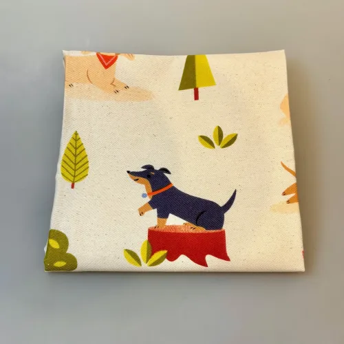 Viskestykke Bomuld med Tryk - Natur med Hunde, cremefarvet, natur, lyst, 31325, rex london, hundemotiv, gave, hundeejer, schnauzer, gravhund, old english, sheepdog, whippet, mynde, grand danois, blodhund, beagle, schnauzer, husky, chou chou, border collie, blodhund, basset, bull dog, cocker, springer, spaniel, whippet, papillon