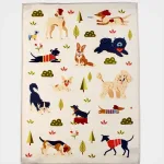 Viskestykke Bomuld med Tryk - Natur med Hunde, cremefarvet, natur, lyst, 31325, rex london, hundemotiv, gave, hundeejer, schnauzer, gravhund, old english, sheepdog, whippet, mynde, grand danois, blodhund, beagle, schnauzer, husky, chou chou, border collie, blodhund, basset, bull dog, cocker, springer, spaniel, whippet, papillon