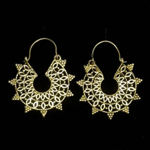 Øreringe i Bronze - Filigran Creoler Sol, kd, schmuck, design, bro 352, sol, stråler, øreringe orientalske, boho, statement, bronze, smykker, creoler, store, markante, gyldne, guld, kobber, biti, ribe, særlige, flotte, indiske, persiske, persien