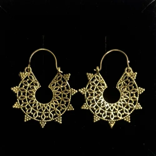 Øreringe i Bronze - Filigran Creoler Sol, kd, schmuck, design, bro 352, sol, stråler, øreringe orientalske, boho, statement, bronze, smykker, creoler, store, markante, gyldne, guld, kobber, biti, ribe, særlige, flotte, indiske, persiske, persien