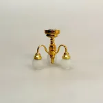 Miniature Loftslampe Trearmet Messing med Opalglas, loftslampe, plafond, pendel, miniature, tre, arme, lysekrone, smart, batteri, ledningsfri, standerlampe, gulvlampe, retro, symbolsk, gave, lampe i gave, gavekort, lampekøb, miniature, 1:12, dukkehus, tilbehør, ting til, dukkehuset, lamper, belysning, batteri, nisser, nissehus, nissebo, nissedør, hygge, julekrybbe, julelandskab, mini, lamper, biti, ribe